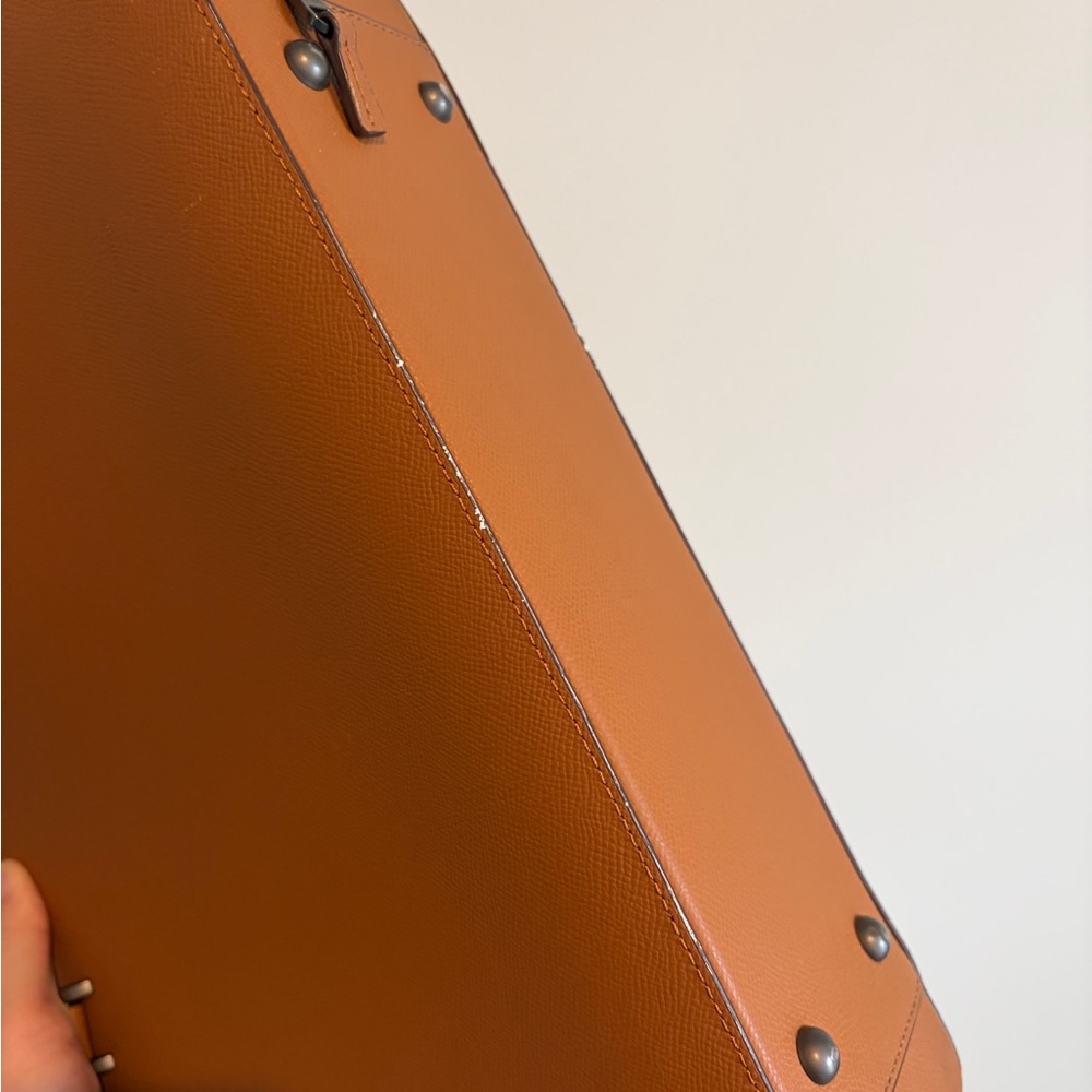 Men's Tan Leather Briefcase with Detachable Strap - Picture 7 of 8